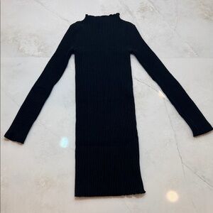 Princess Polly Black Ribbed Long Sleeve Mock Neck Dress